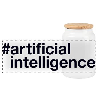 Artificial Intelligence Ki - Panoramic Cookie Jar with Wooden Lid - white - Front