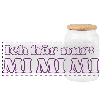 ICH HÖR NUR MI MI MI - Panorama Keksdose mit Holzdeckel - Weiß - Vorne