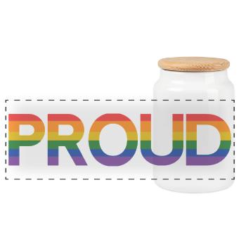Mois de la fierté LGBT - Soyez fiers - Boîte à biscuits avec couvercle en bois - blanc - Devant