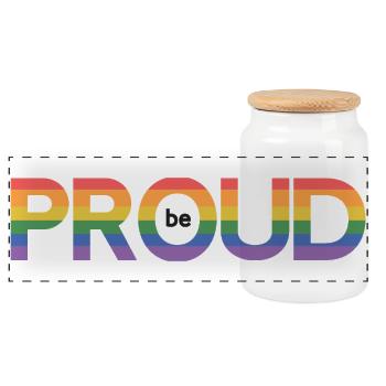 LGBT Pride Month - Be Proud - Panoramic Cookie Jar with Wooden Lid - white - Front