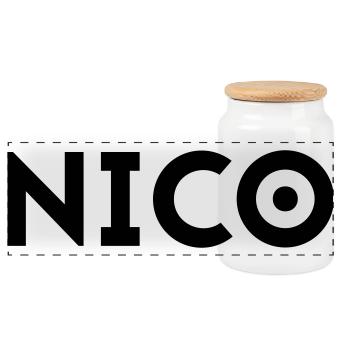 Prénom Nico - Boîte à biscuits avec couvercle en bois - blanc - Devant