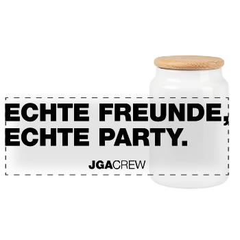 Real Friends (Bachelor Party) - Panoramic Cookie Jar with Wooden Lid - white - Front