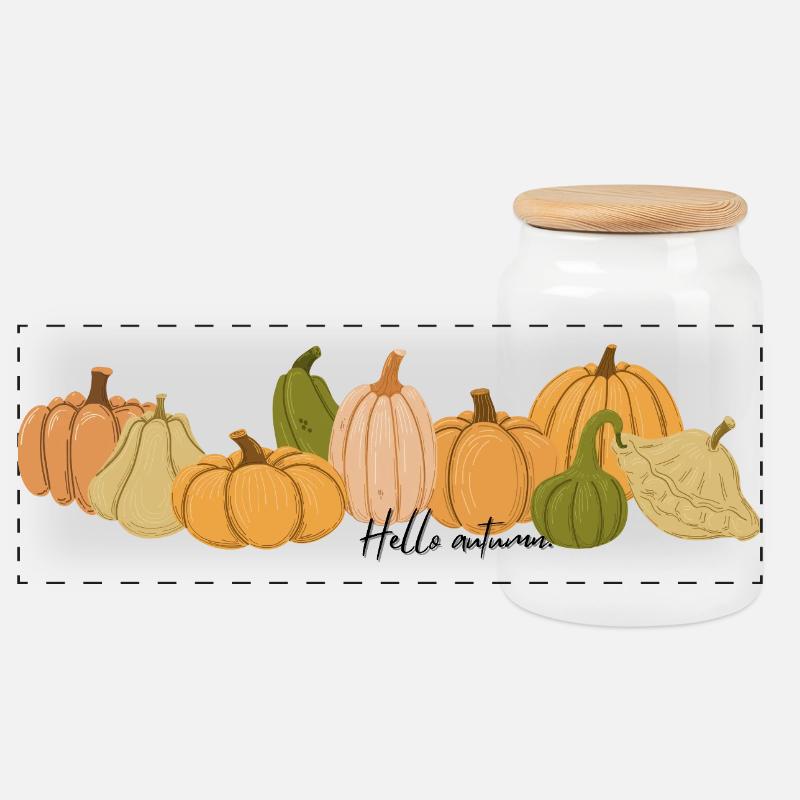 Hello autumn - Panorama Keksdose mit Holzdeckel - Weiß