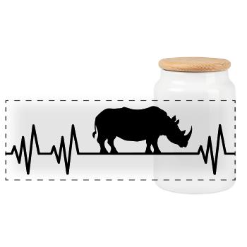 Nashorn Herzschlag Nashorn Herzfrequenz Afrika  - Panorama Keksdose mit Holzdeckel - Weiß - Vorne