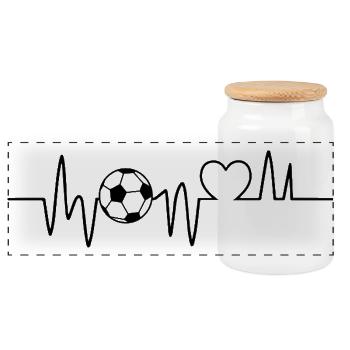 Soccer Heartbeat Soccer Soccer Soccer - Panoramic Cookie Jar with Wooden Lid - white - Front