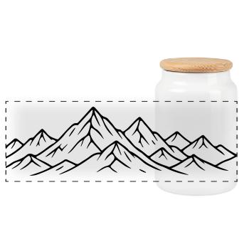 Mountain Landscape Mountains - Panoramic Cookie Jar with Wooden Lid - white - Front