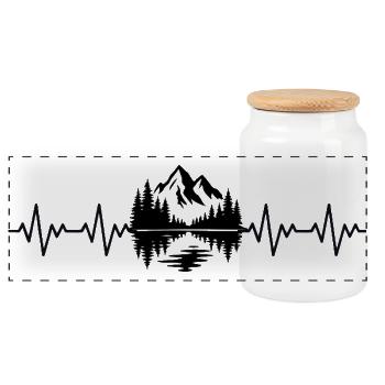 Berge EKG Herzschlag - Panorama Keksdose mit Holzdeckel - Weiß - Vorne