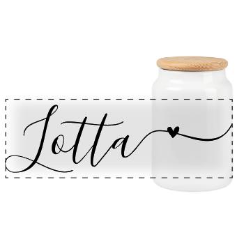 Lotta Last name First name Decorative - Panoramic Cookie Jar with Wooden Lid - white - Front