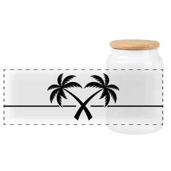 Île du symbole du palmier - Boîte à biscuits avec couvercle en bois - blanc - Devant