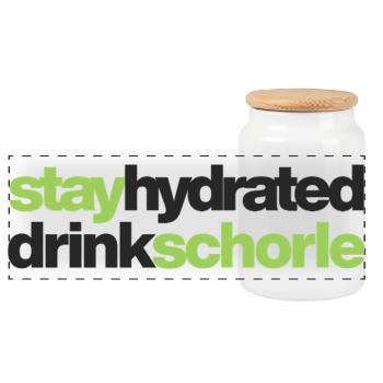 stay hydrated - drink schorle - Panorama Keksdose mit Holzdeckel - Weiß - Vorne