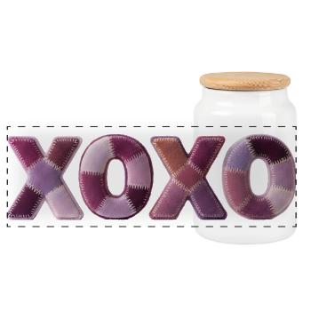 XOXO Love Stoff Optik Design Top Trend - Panorama Keksdose mit Holzdeckel - Weiß - Vorne
