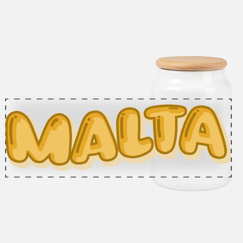 Comic Malta - Panorama Keksdose mit Holzdeckel - Weiß