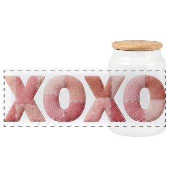 XOXO Patchwork disant Bisou-Câlin - Boîte à biscuits avec couvercle en bois - blanc - Devant