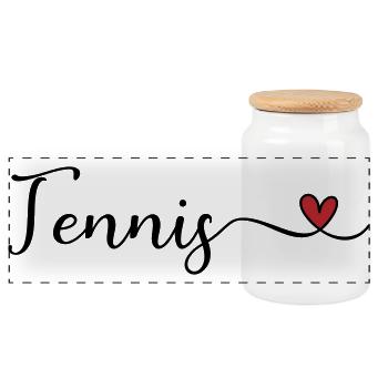 Tennis - J’aime Tennis - Boîte à biscuits avec couvercle en bois - blanc - Devant