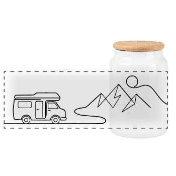 Tournée des montagnes Campper - Boîte à biscuits avec couvercle en bois - blanc - Devant