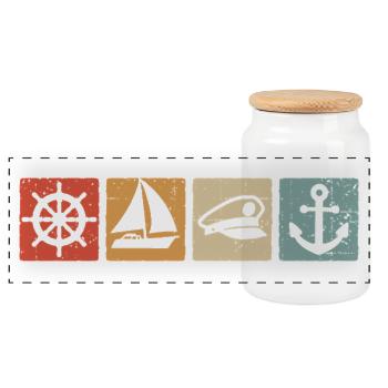 Navigateur Plaisancier Capitaine Voilier Ancre Voile - Boîte à biscuits avec couvercle en bois - blanc - Devant