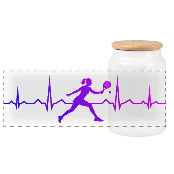 Idée cadeau pour les fans du club de padel avec accessoires de padel - Boîte à biscuits avec couvercle en bois - blanc - Devant