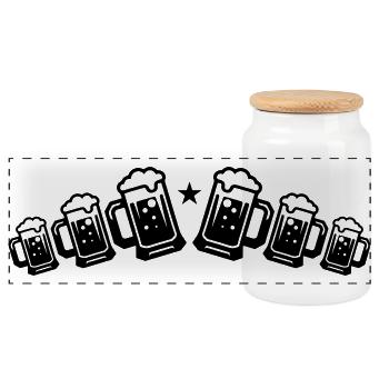 Bier Bierglas Symbol - Panorama Keksdose mit Holzdeckel - Weiß - Vorne