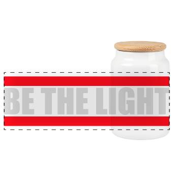 Be The Light Motivierend Positivität Spruch Logo - Panorama Keksdose mit Holzdeckel - Weiß - Vorne