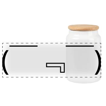 Hungry Emote ( ̄『 ̄) Drooling Kaomoji - Panoramic Cookie Jar with Wooden Lid - white - Front