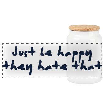 Just be happy - Panorama Keksdose mit Holzdeckel - Weiß - Vorne