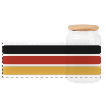 Germany Flag Minimal Black Red Gold Fan - Panoramic Cookie Jar with Wooden Lid - white - Front