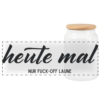 Heute mal nur Fuck-Off-Laune – Statement - Panorama Keksdose mit Holzdeckel - Weiß - Vorne