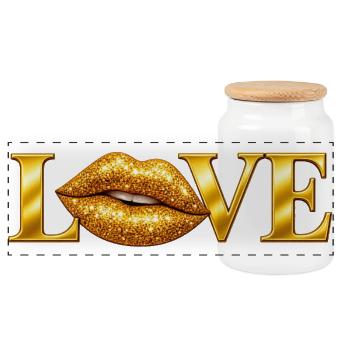 Love Golden Lips - Panoramic Cookie Jar with Wooden Lid - white - Front
