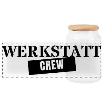 Werkstatt Crew - KFZ Mechaniker Schrauber Team - Panorama Keksdose mit Holzdeckel - Weiß - Vorne