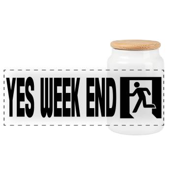 Yes week end - la délivrance des travailleurs - Boîte à biscuits avec couvercle en bois - blanc - Devant