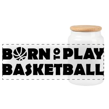 Born to play Basketball - Panoramic Cookie Jar with Wooden Lid - white - Front
