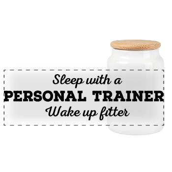 Personal Trainer - Panoramic Cookie Jar with Wooden Lid - white - Front
