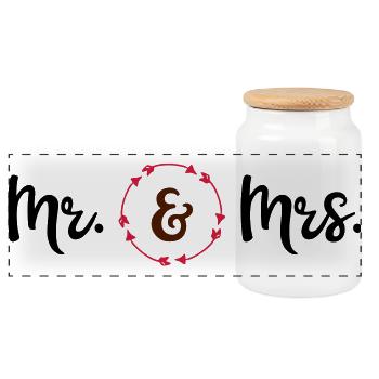 wedding - Panoramic Cookie Jar with Wooden Lid - white - Front
