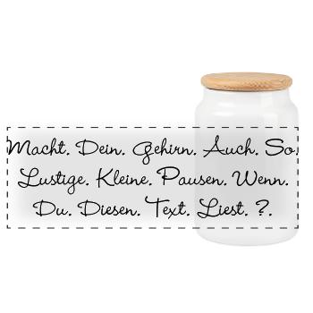 Power. Yours. Brain. Also. So Funny. Breaks. - Panoramic Cookie Jar with Wooden Lid - white - Front