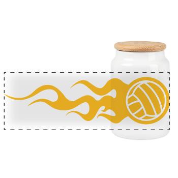 Volleyball - Panoramic Cookie Jar with Wooden Lid - white - Front