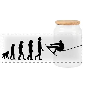 Wakeboard,Shred,Wakeboarder,Wakeboarding,Wake - Panoramic Cookie Jar with Wooden Lid - white - Front
