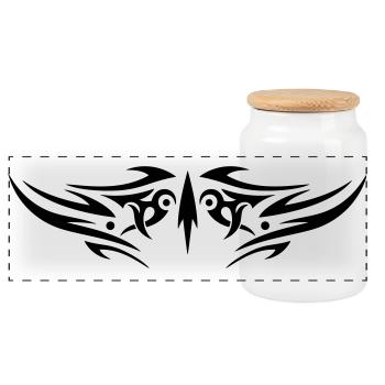 Zackiges Tribal Tattoo Ornament - Panorama Keksdose mit Holzdeckel - Weiß - Vorne
