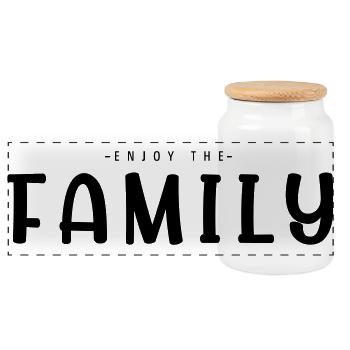 Profitez de la famille - Boîte à biscuits avec couvercle en bois - blanc - Devant