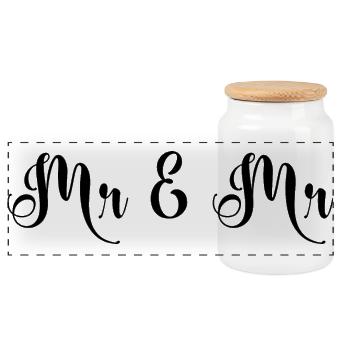 Mr & Mr Wedding Design - Panoramic Cookie Jar with Wooden Lid - white - Front