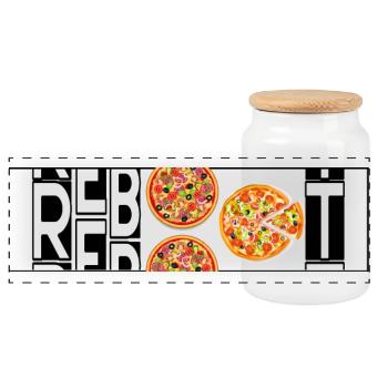 PIZZA - Boîte à biscuits avec couvercle en bois - blanc - Devant