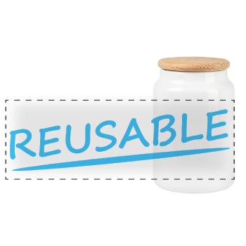 RÉUTILISABLE - Boîte à biscuits avec couvercle en bois - blanc - Devant
