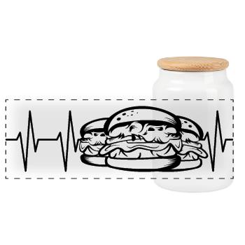 Burger Heartbeat Icône de symbole Smashburger Pulse - Boîte à biscuits avec couvercle en bois - blanc - Devant