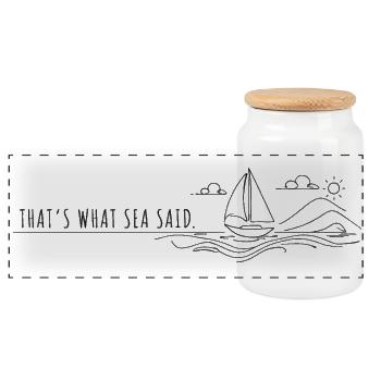 that's what sea said sailing sailing trip saying - Panoramic Cookie Jar with Wooden Lid - white - Front