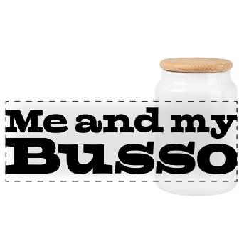 32 Me and my Busso - Panoramic Cookie Jar with Wooden Lid - white - Front