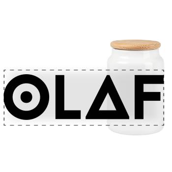 First name Olaf - Panoramic Cookie Jar with Wooden Lid - white - Front
