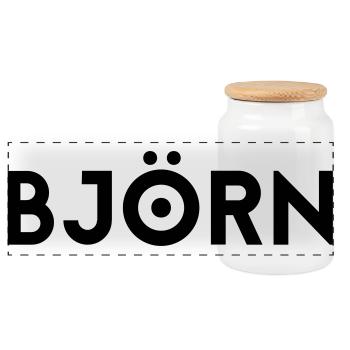 Prénom Björn - Boîte à biscuits avec couvercle en bois - blanc - Devant