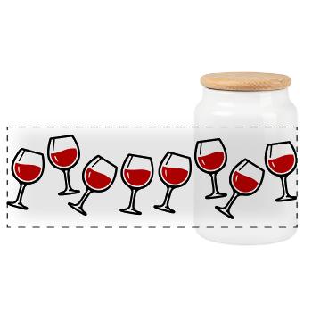 Wine glasses toasting wine - Panoramic Cookie Jar with Wooden Lid - white - Front