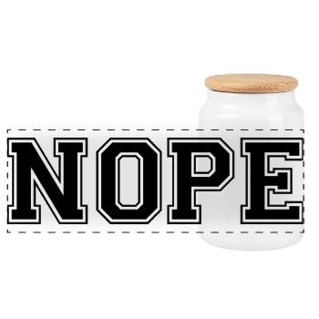 Nope - Panoramic Cookie Jar with Wooden Lid - white - Front
