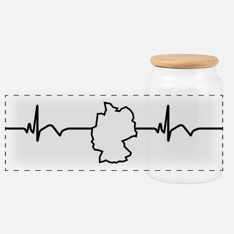 Deutschland Deutscher Deutsche EKG Herzschlag  - Panorama Keksdose mit Holzdeckel - Weiß