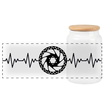 Brake Disc Bicycle MTB Road Bike Biker ECG - Panoramic Cookie Jar with Wooden Lid - white - Front